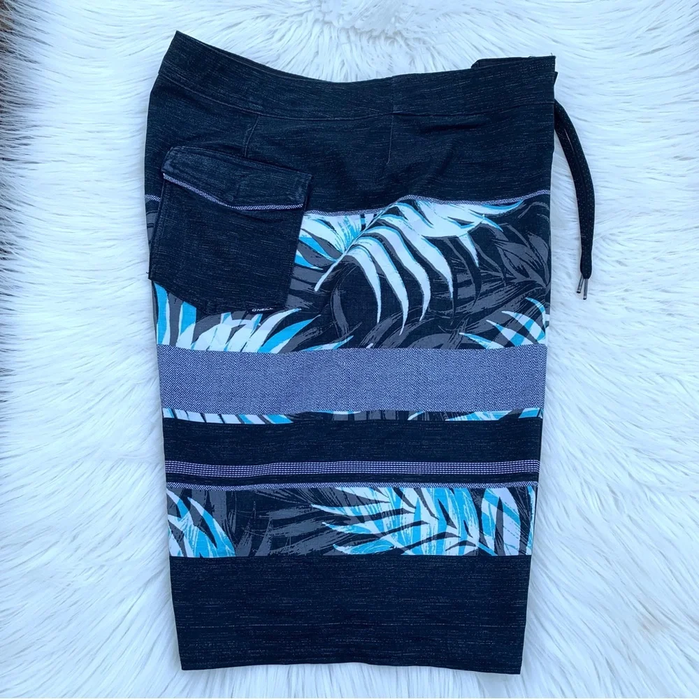 O’NEILL HyperFreak Men’s Tropical Black Swim Board Shorts Size 36